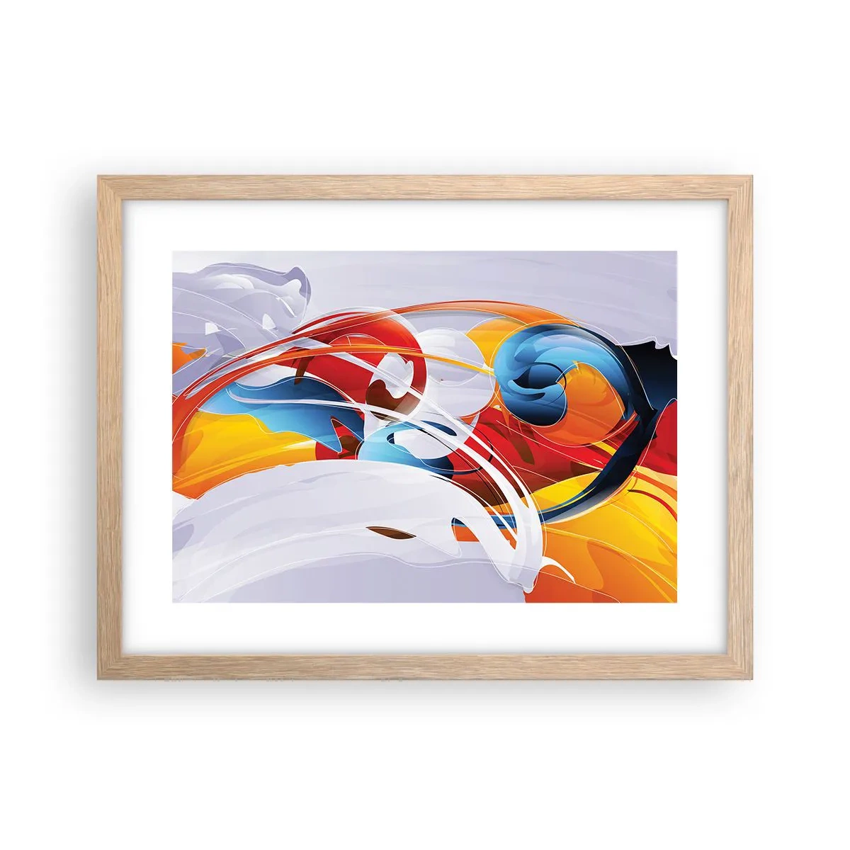 Poster in light oak frame - Dance of Elements - 40x30 cm