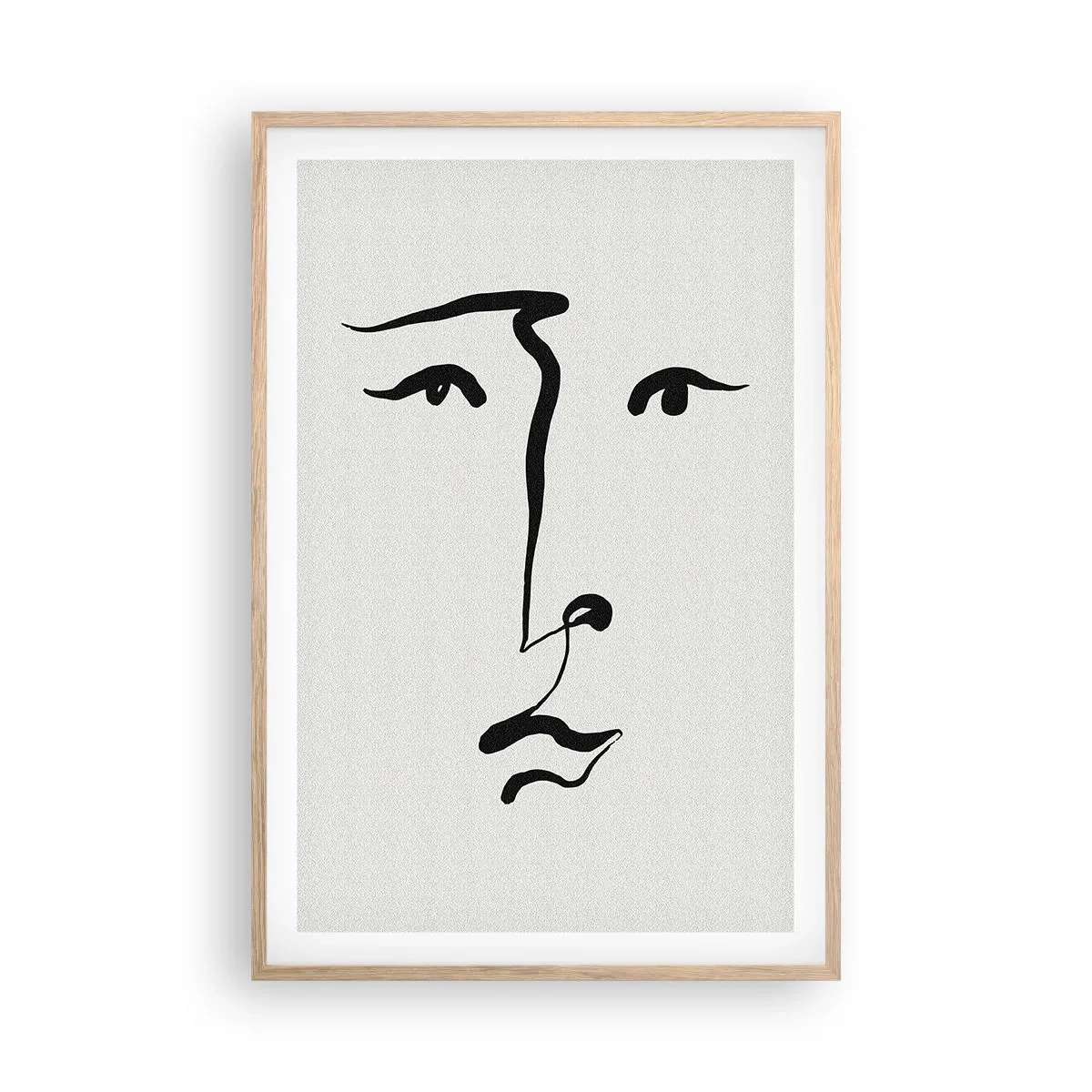 Poster in light oak frame - Portrait with One Stroke - 61x91 cm