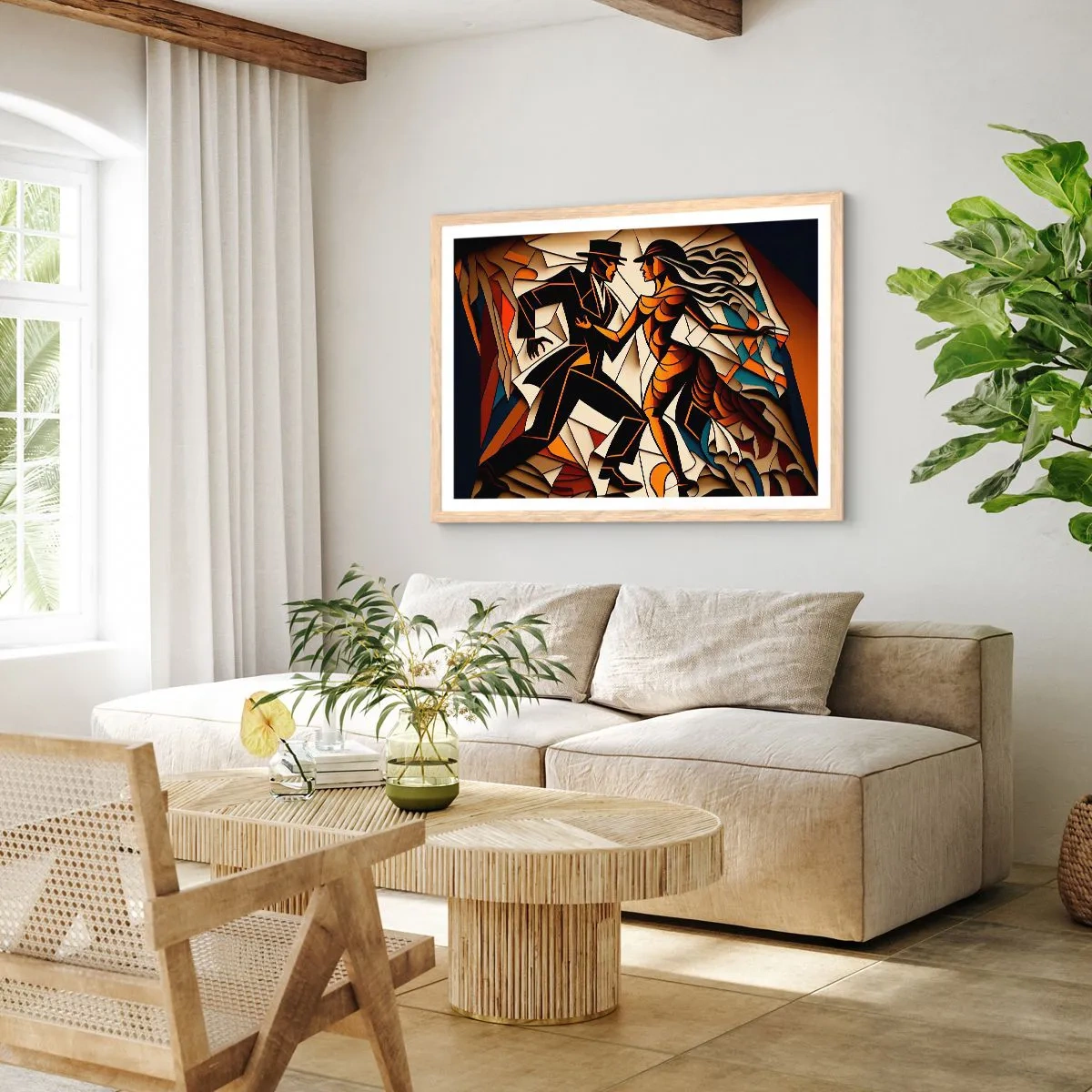 Poster in light oak frame - Dance of Passion - 70x50 cm