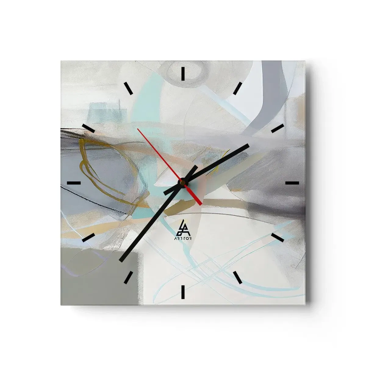 Wall clock - Clock on glass - Foggy Abstract - 30x30 cm