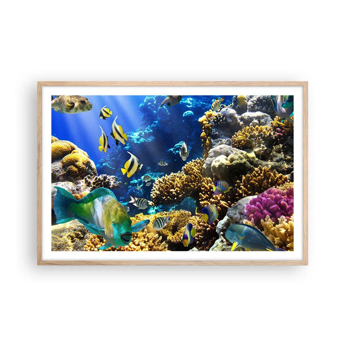 Poster in light oak frame - Big Traffic to Holiday Destination - 91x61 cm