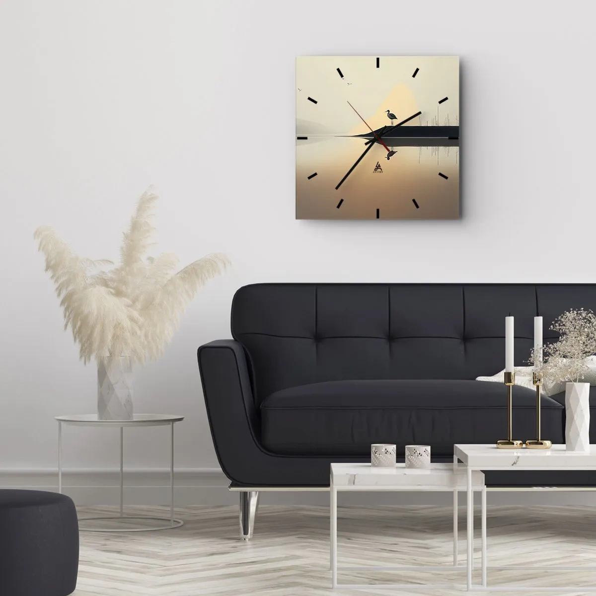 Wall clock - Clock on glass - Gentleman on the Lake - 30x30 cm