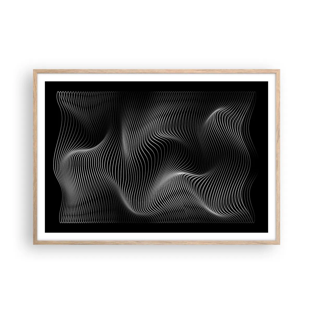 Poster in light oak frame - Dance of the Light in Space - 100x70 cm
