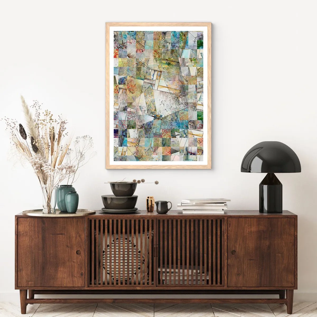 Poster in light oak frame - Geometric Reshuffling - 70x100 cm