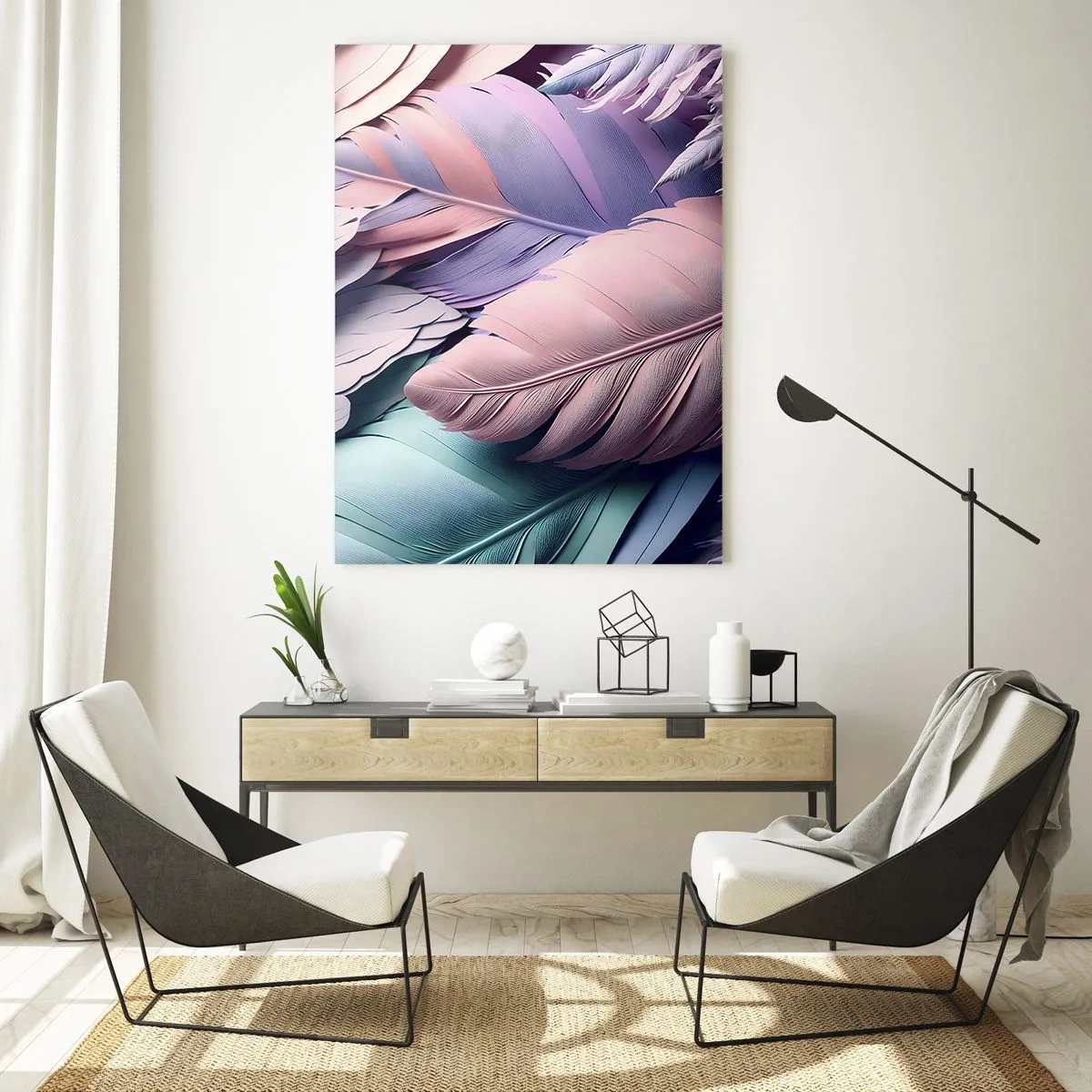 Glass picture - Birdie Chic - 50x70 cm