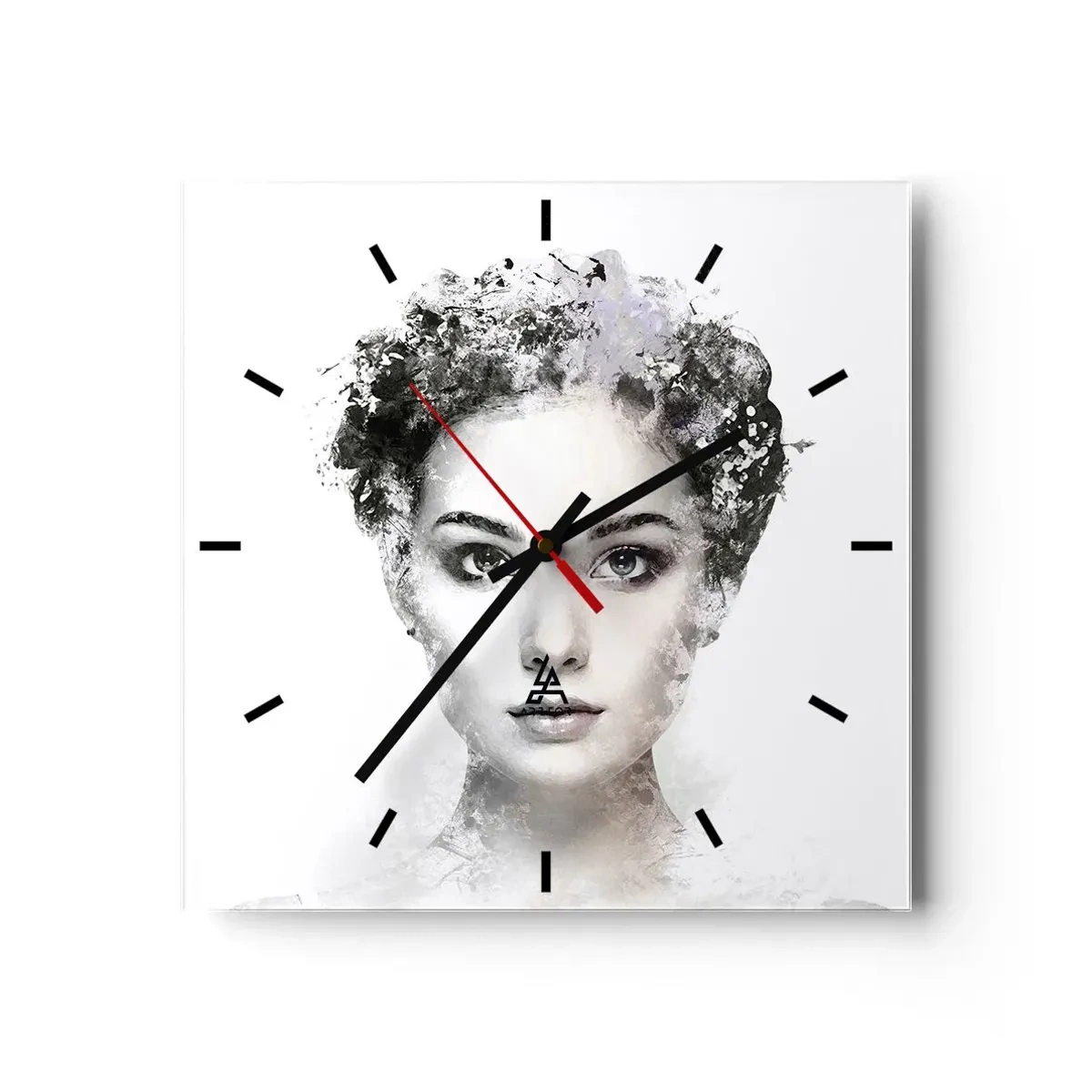 Wall clock - Clock on glass - Extremely Stylish Portrait - 30x30 cm