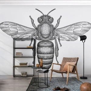 Photo Wallpaper Premium Canvas - Insect Portrait - Bee, Insect, Minimalistic - 100x70 cm