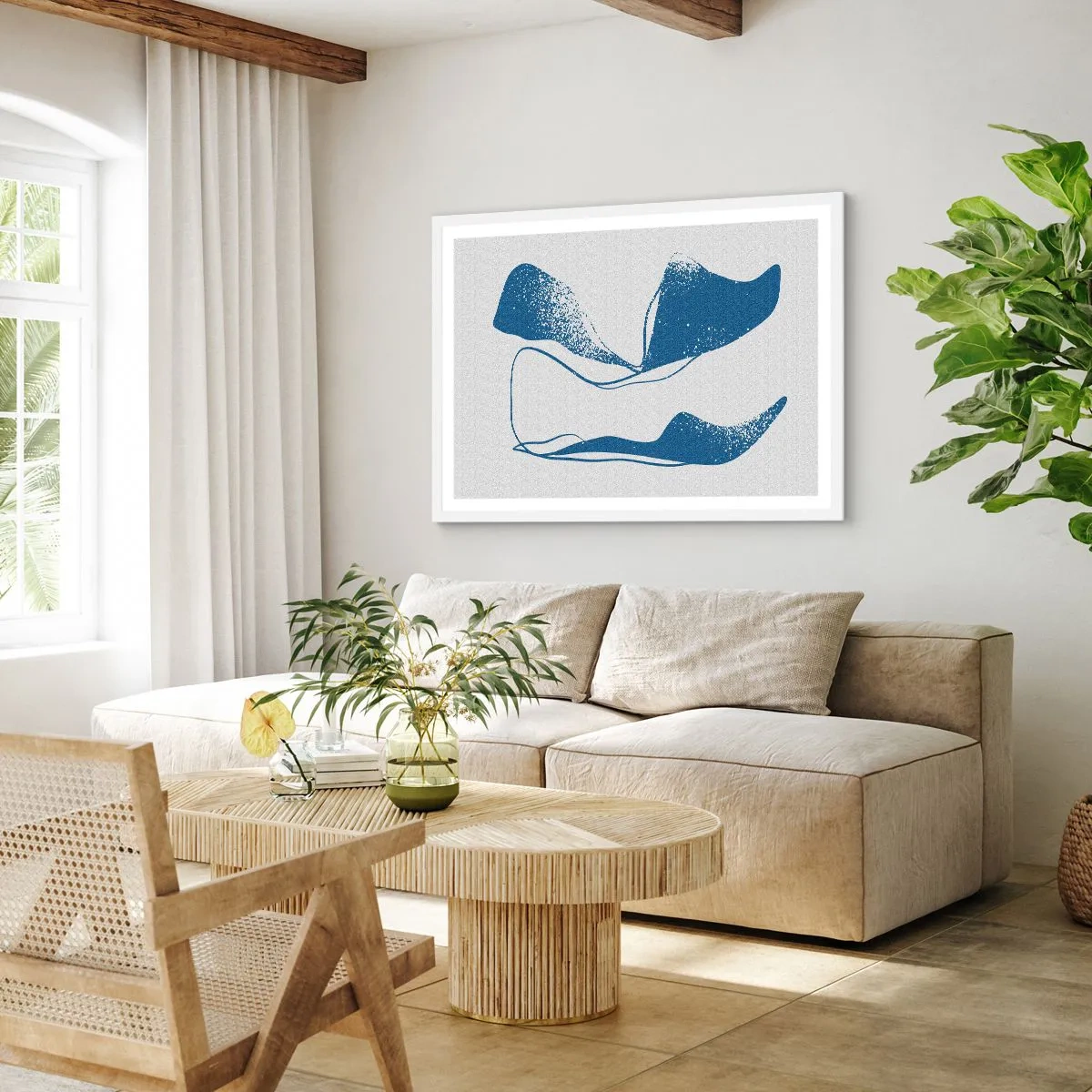 Poster in white frmae - Abstract with Wings - 70x50 cm