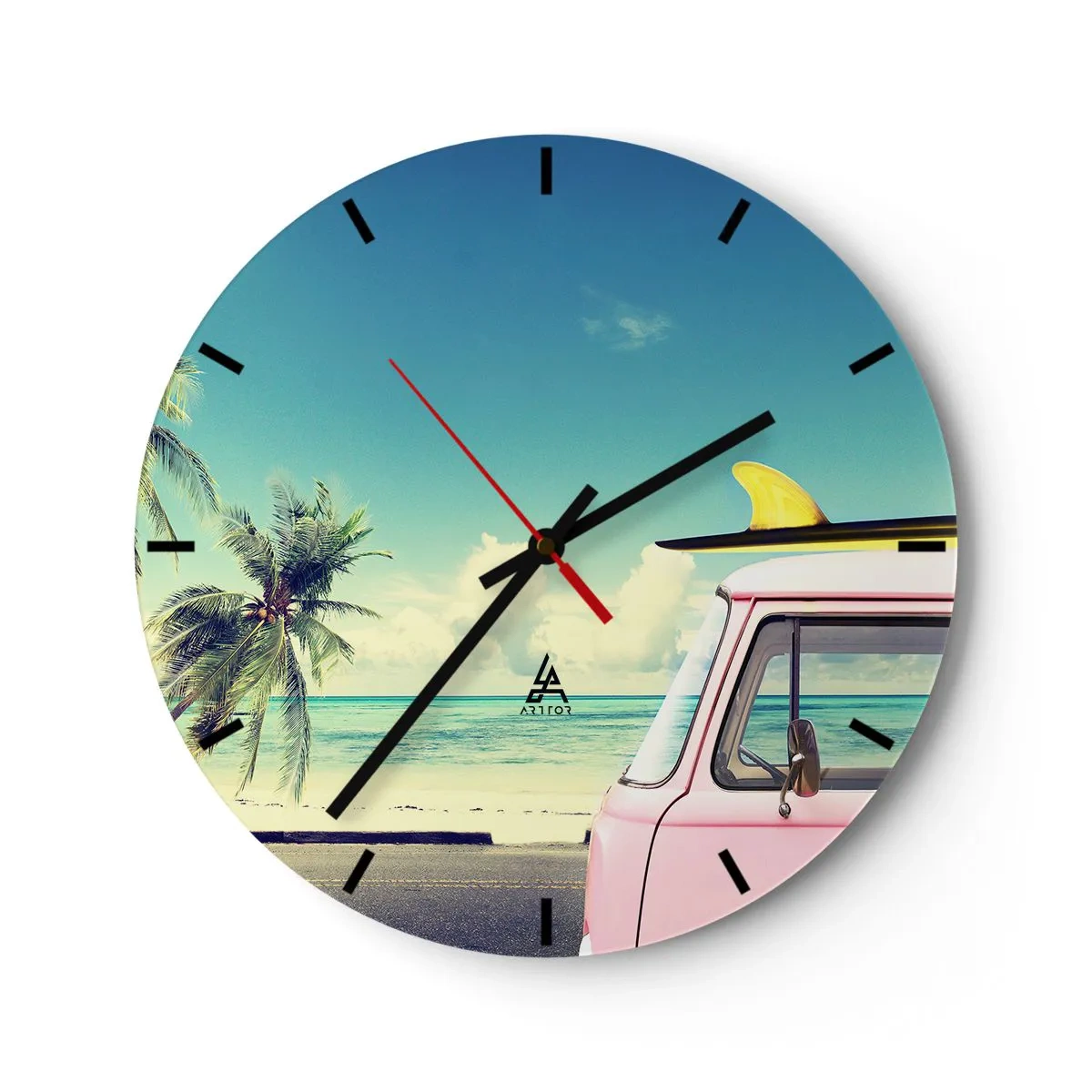 Wall clock - Clock on glass - Holiday Time - 40x40 cm