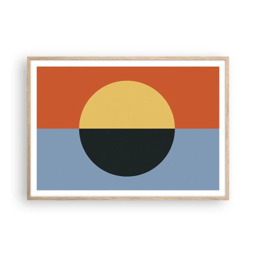 Poster in light oak frame - Composition of Warm and Cool - 100x70 cm