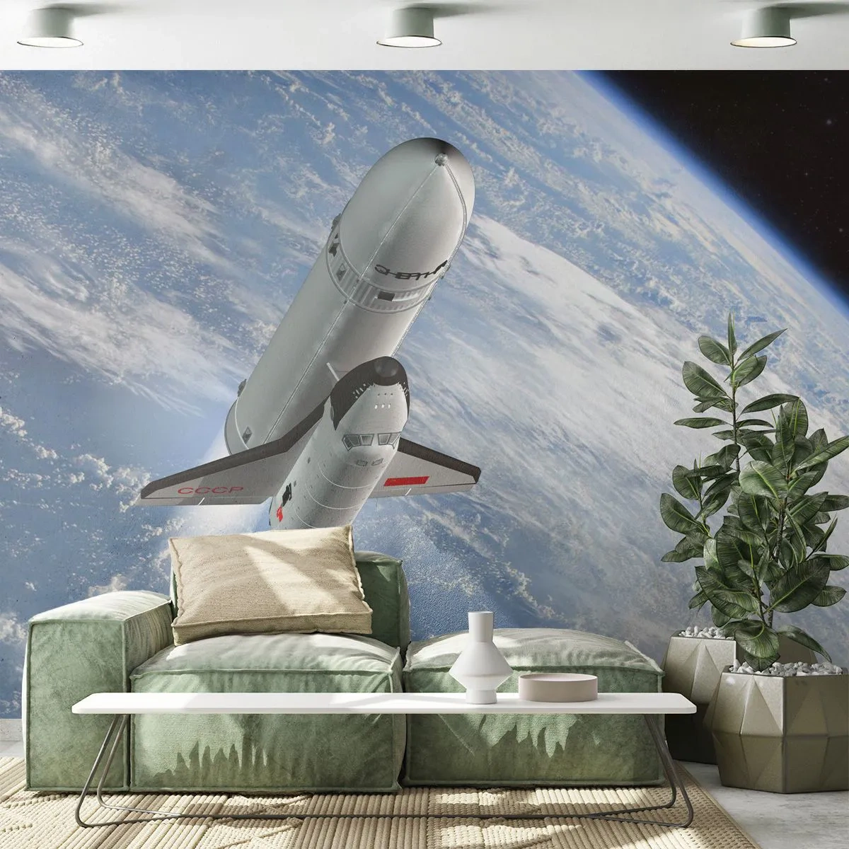 Photo Wallpaper Premium Sand - Space Ascension - Cosmos, Sputnik, A space rocket - 250x175 cm