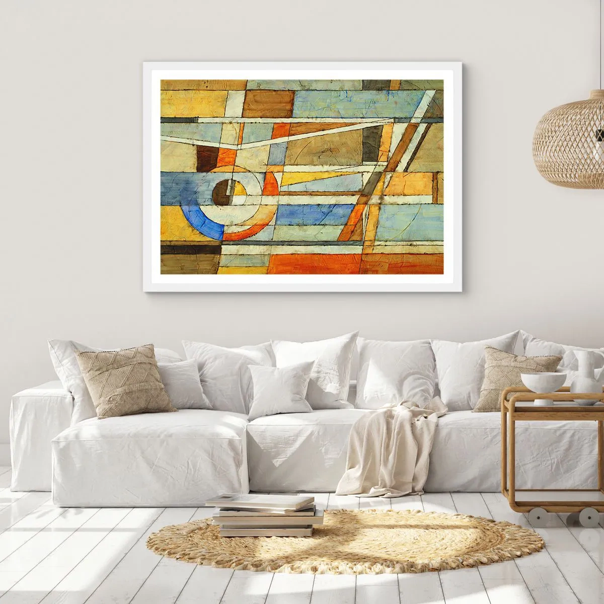 Poster in white frmae - Cubism on a Construction Site - 40x30 cm