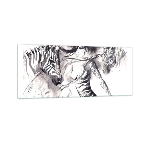 Glass picture - Dancing With Zebras - 100x40 cm
