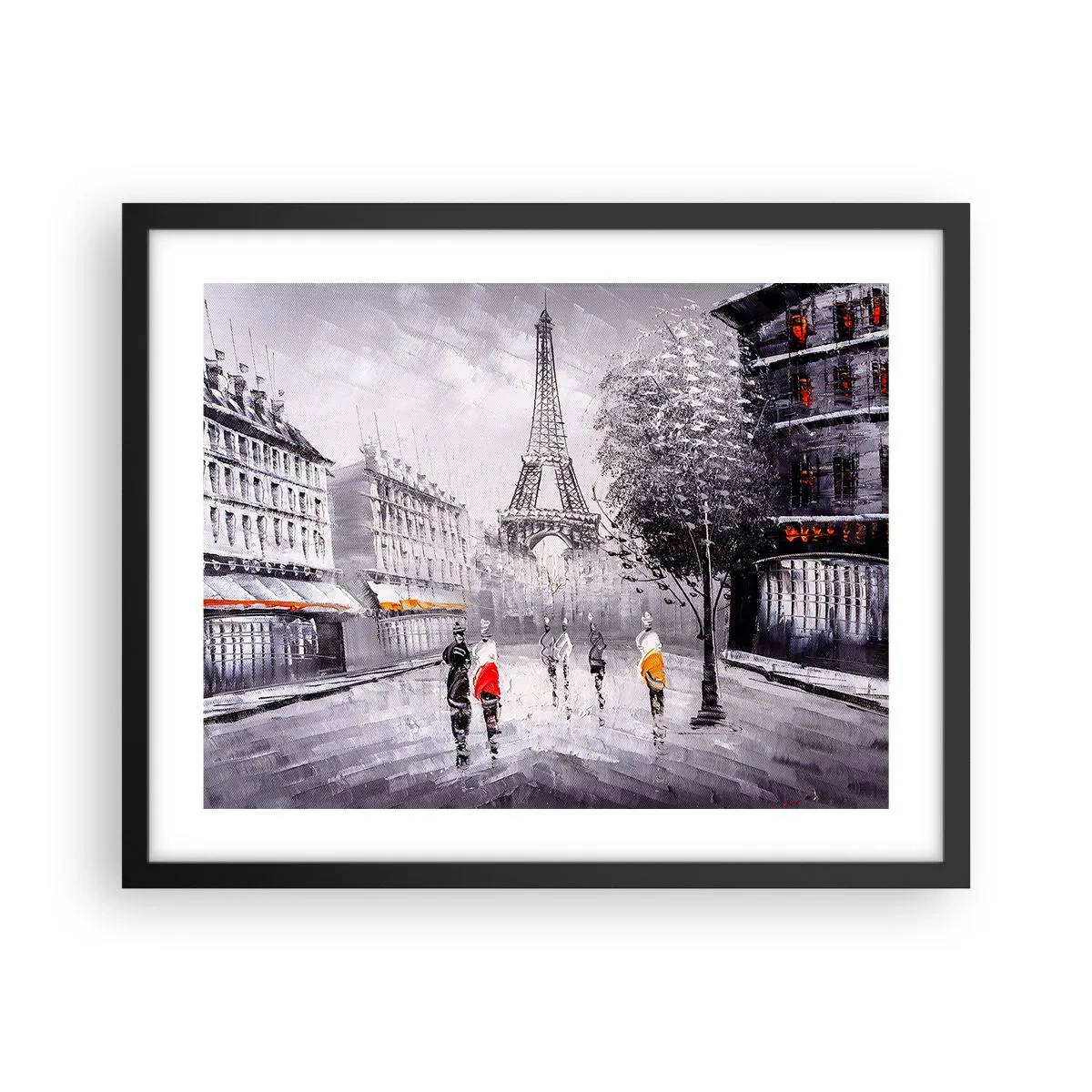 Poster in black frame - Parisian Walk - 50x40 cm