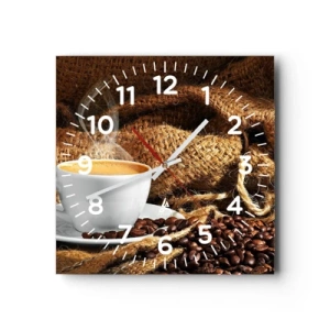 Wall clock - Clock on glass - Smell of a Mocha and Density of a Honey Drink - 40x40 cm