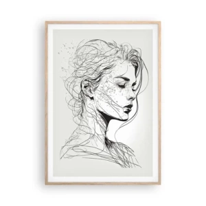 Poster in light oak frame - Portrait in Thoughts - 70x100 cm