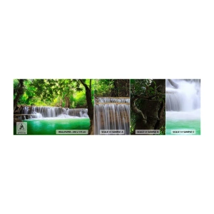 Photo Wallpaper Sample Self-Adhesive Deluxe Sticker - Cascade in Green - Landscape, Waterfall, National Park - 100x30 cm