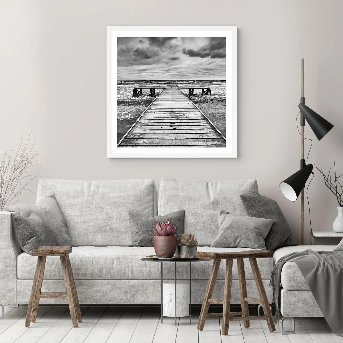 Poster in white frmae - Waiting for the Wind to Blow away - 60x60 cm