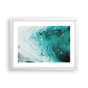 Poster in white frmae - Dissolving in White and Turquoise - 40x30 cm