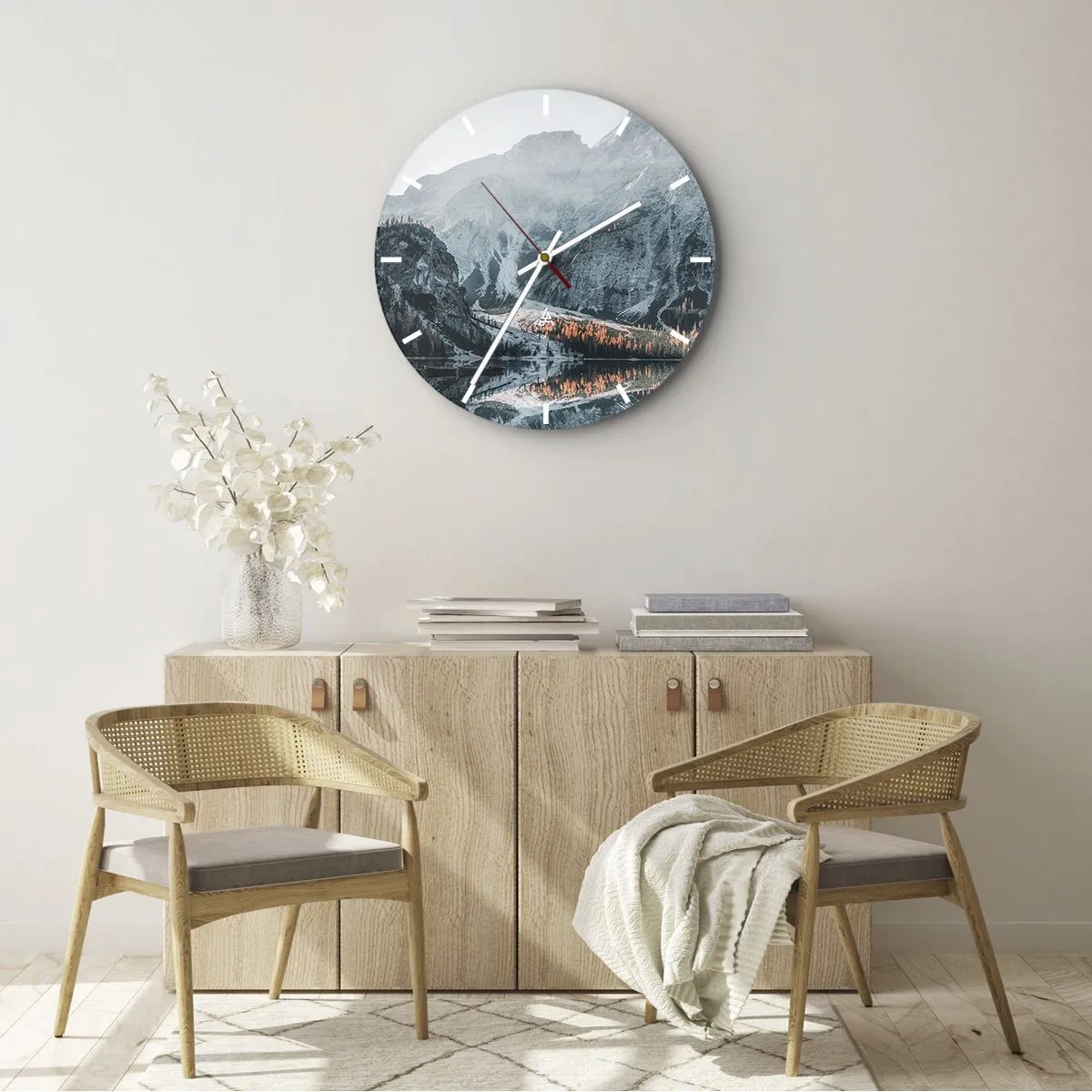 Wall clock - Clock on glass - Mirror Landscape - 40x40 cm