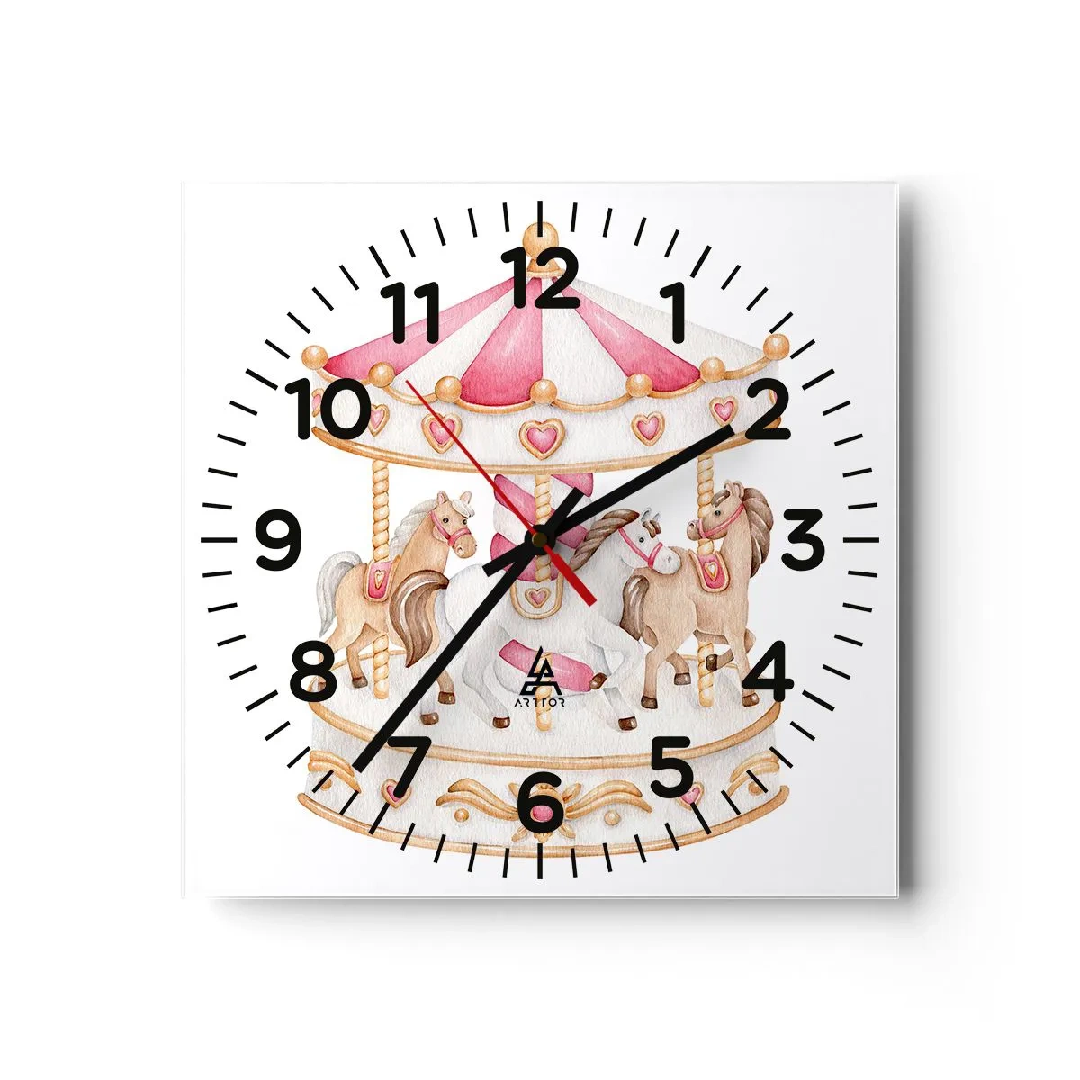 Wall clock - Clock on glass - Sweet World of Childhood - 30x30 cm