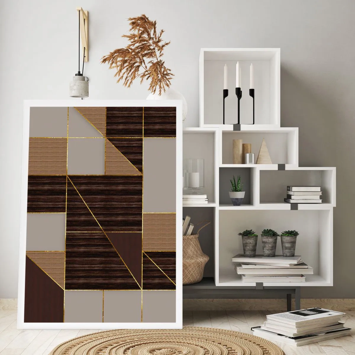 Poster - Mosaic of Brown and Gold - 40x50 cm