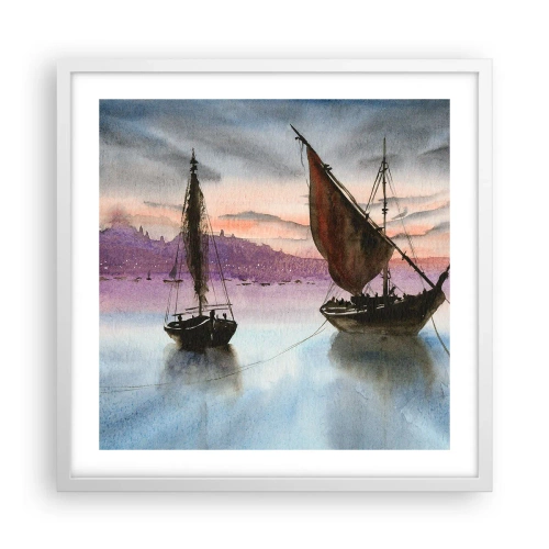 Poster in white frmae - Evening at the Port - 50x50 cm