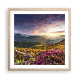 Poster in light oak frame - Freshness of Mountain Morning - 50x50 cm