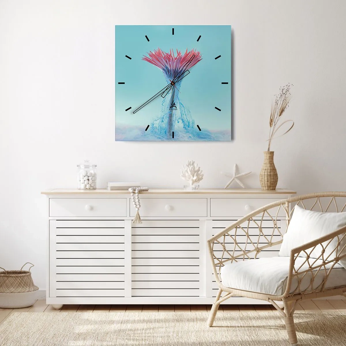 Wall clock - Clock on glass - In a Lively Embrace - 40x40 cm