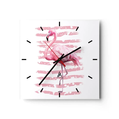 Wall clock - Clock on glass - With Dignity but in Pink - 30x30 cm