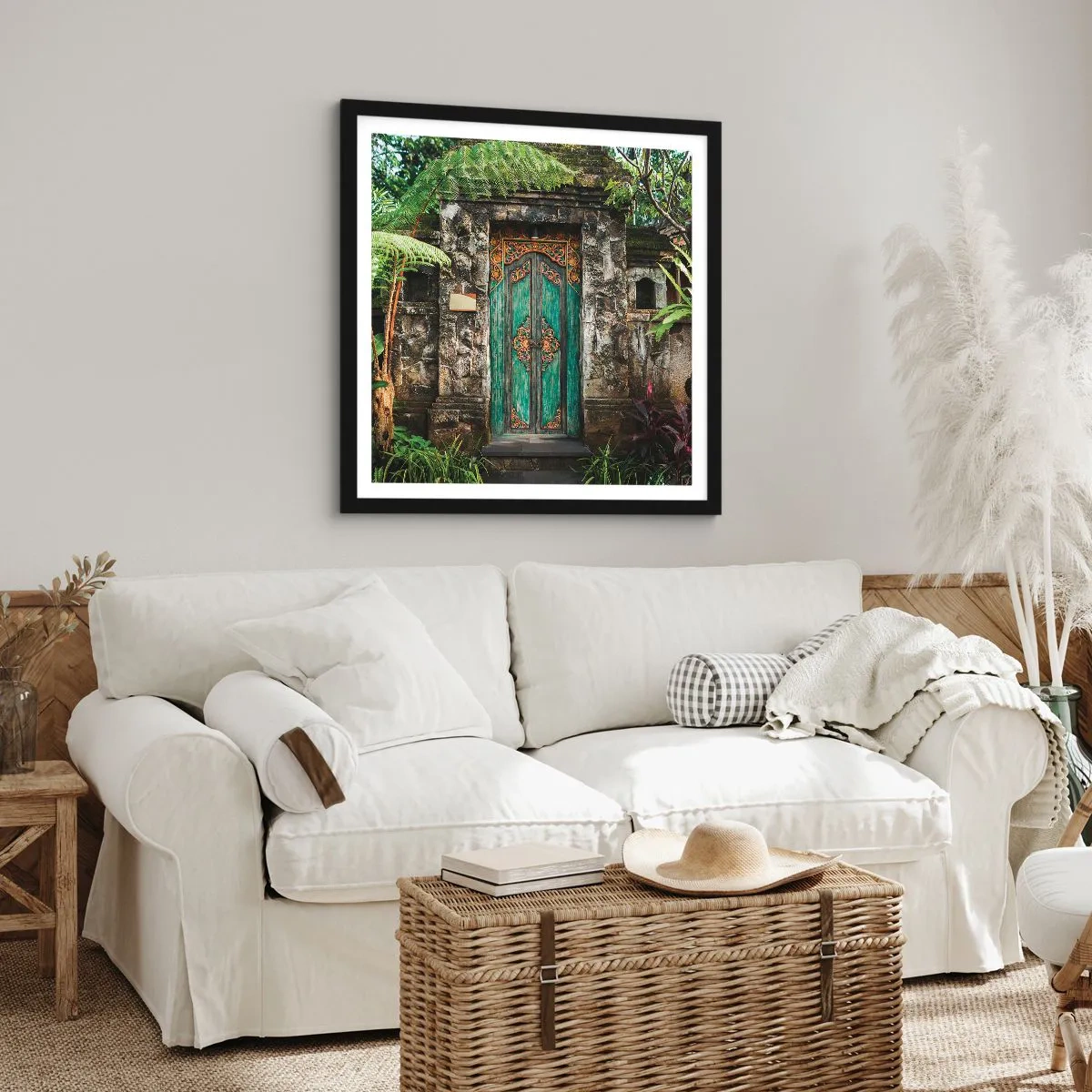 Poster in black frame - Door to Exotic World - 40x40 cm