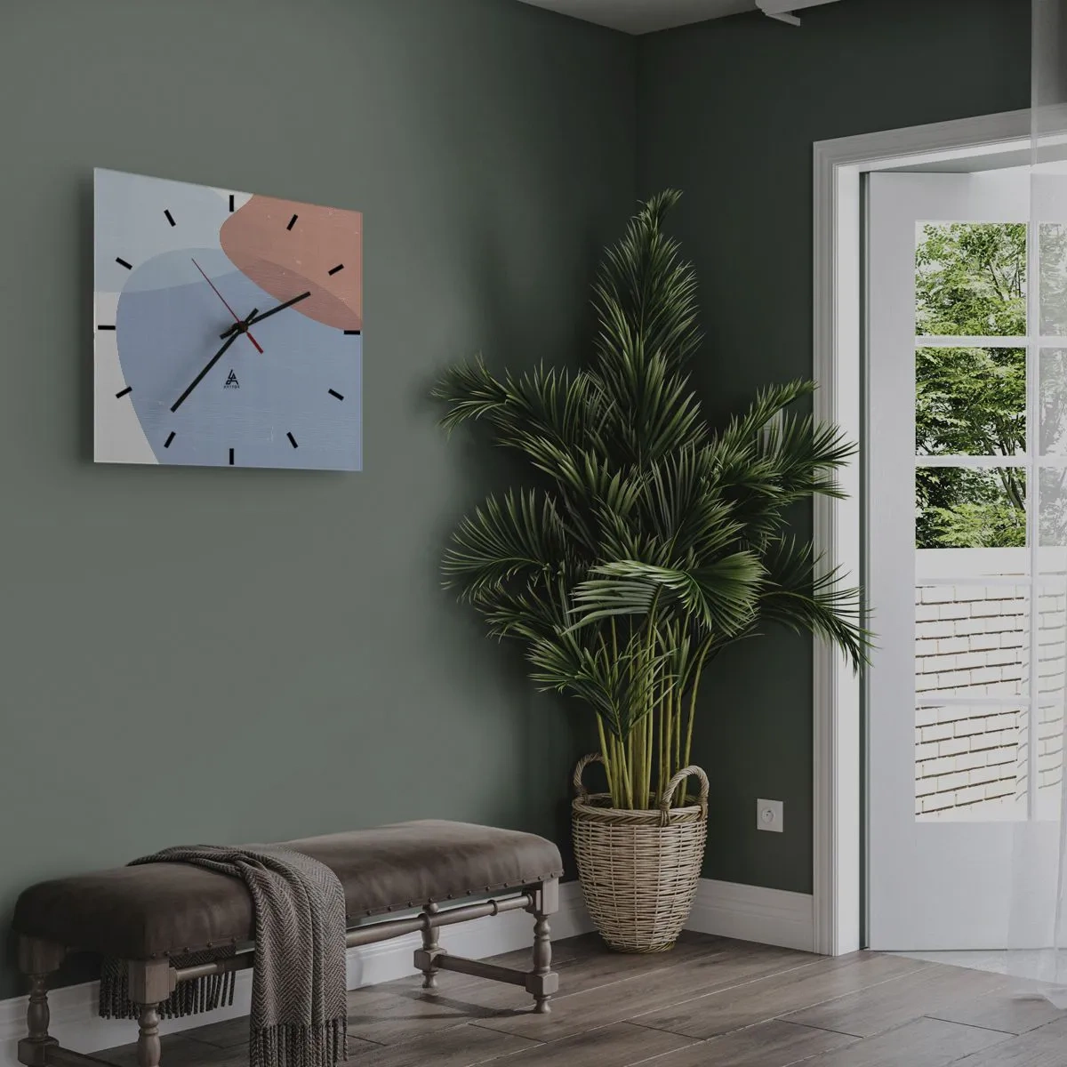 Wall clock - Clock on glass - Pastel Relations - 30x30 cm