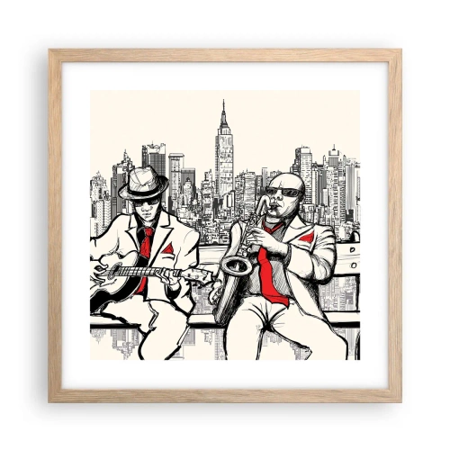 Poster in light oak frame - New York Improvisation - 40x40 cm