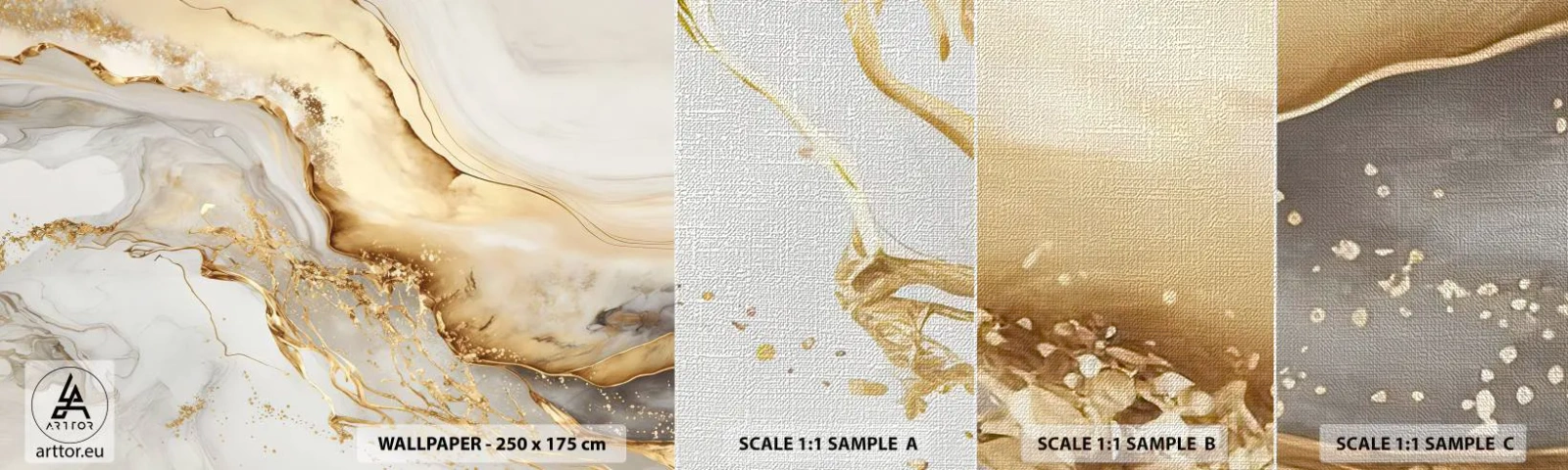 Photo Wallpaper Sample Premium Canvas - Abstract: Beauty and Good - Marble, Glamour, Elegant - 100x30 cm