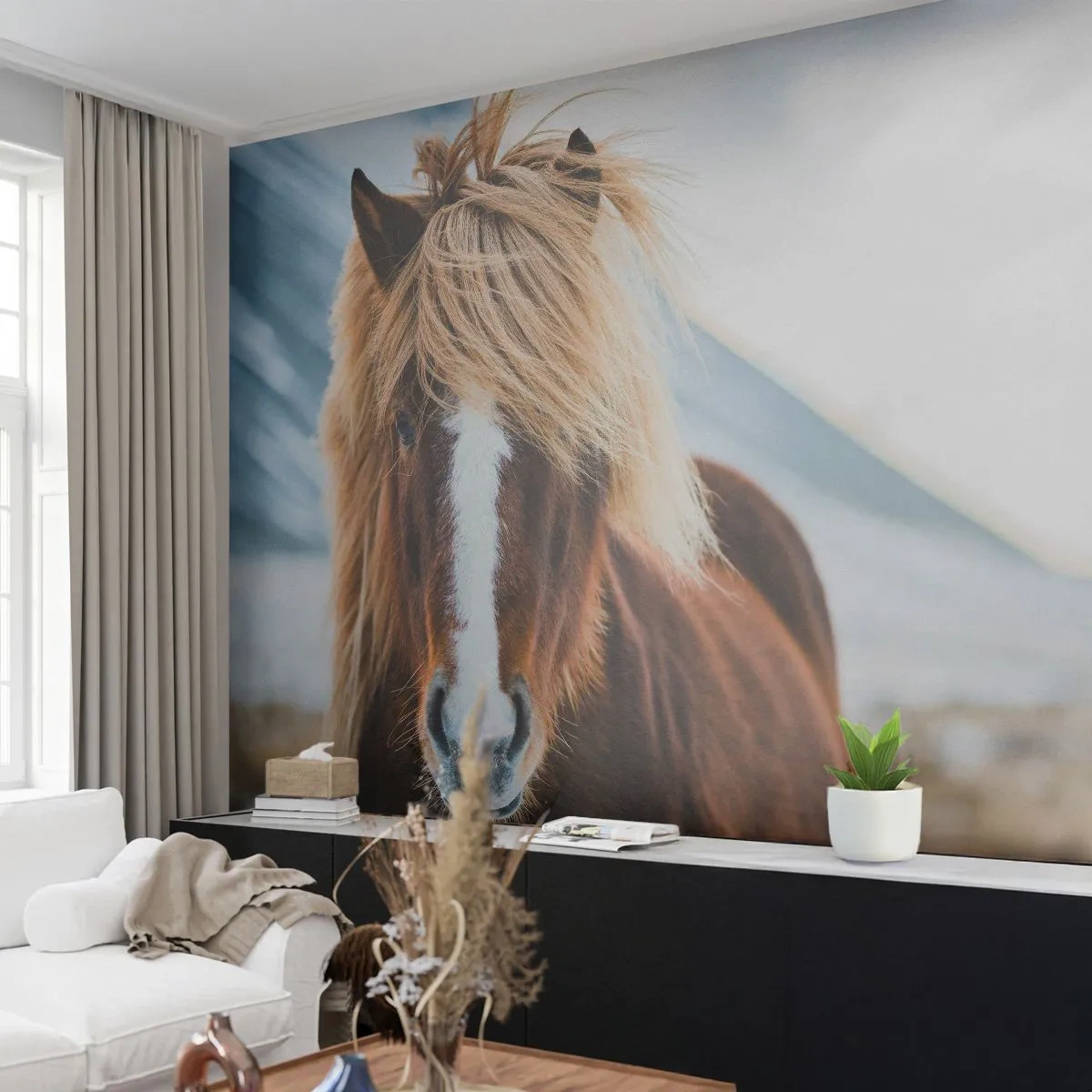 Photo Wallpaper Premium Sand - Can You Feel the Freedom? - Horse, Nature, Animals - 500x350 cm