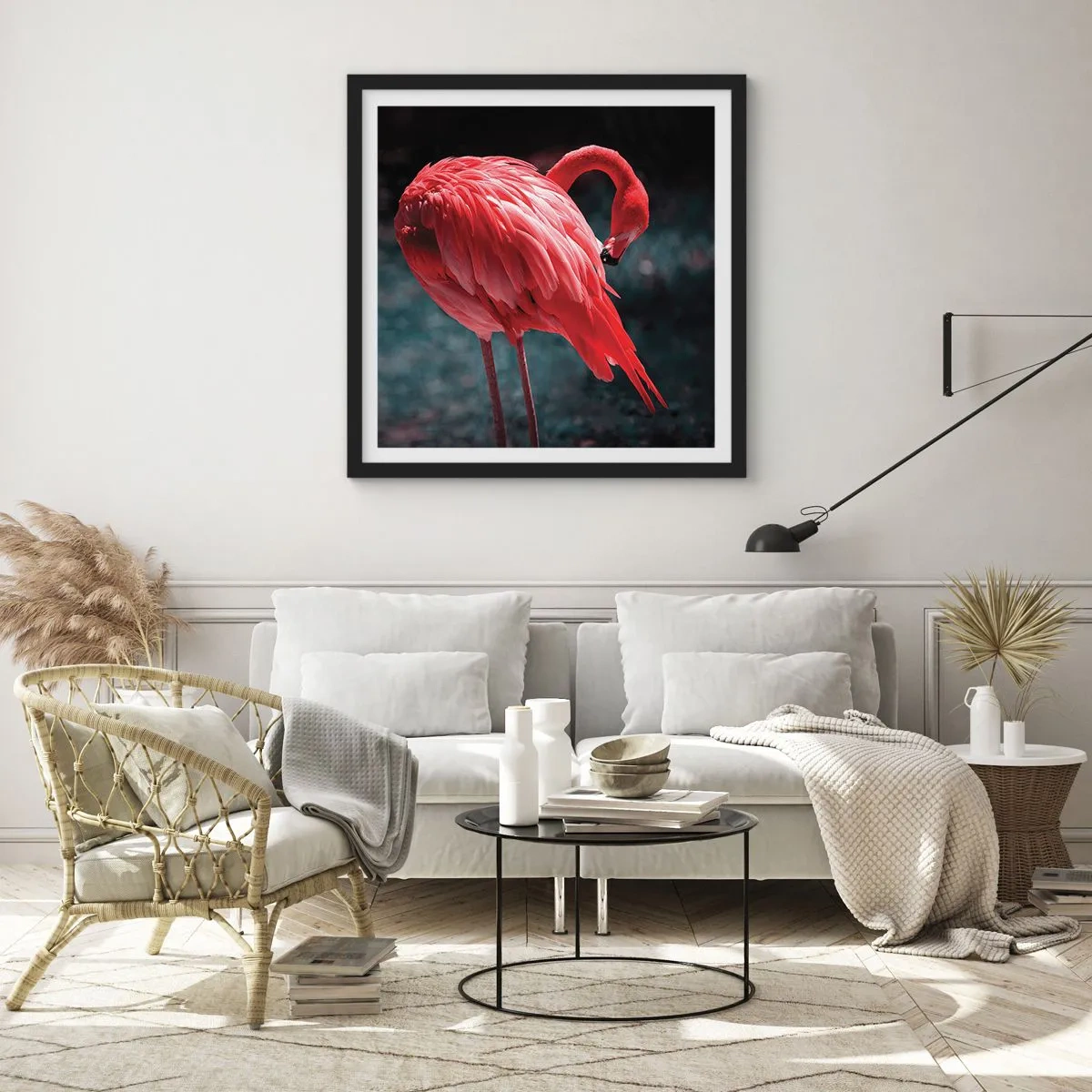Poster in black frame - Crimson Poem of Nature - 40x40 cm