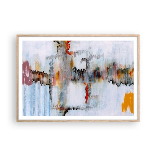 Poster in light oak frame - With a Stick on Water - 100x70 cm