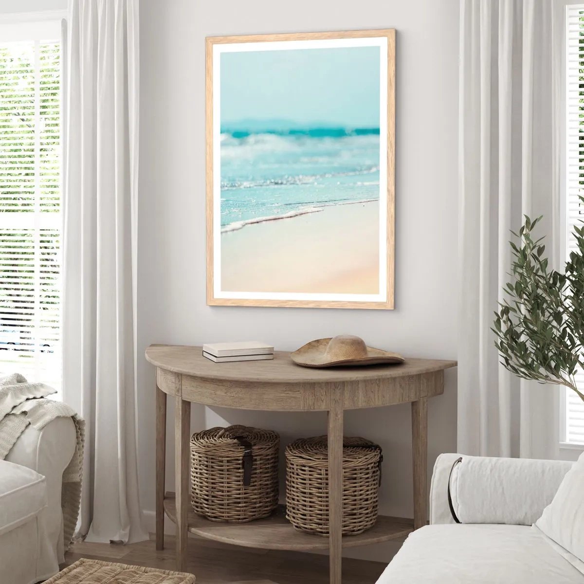 Poster in light oak frame - Warmth and Breeze - 61x91 cm
