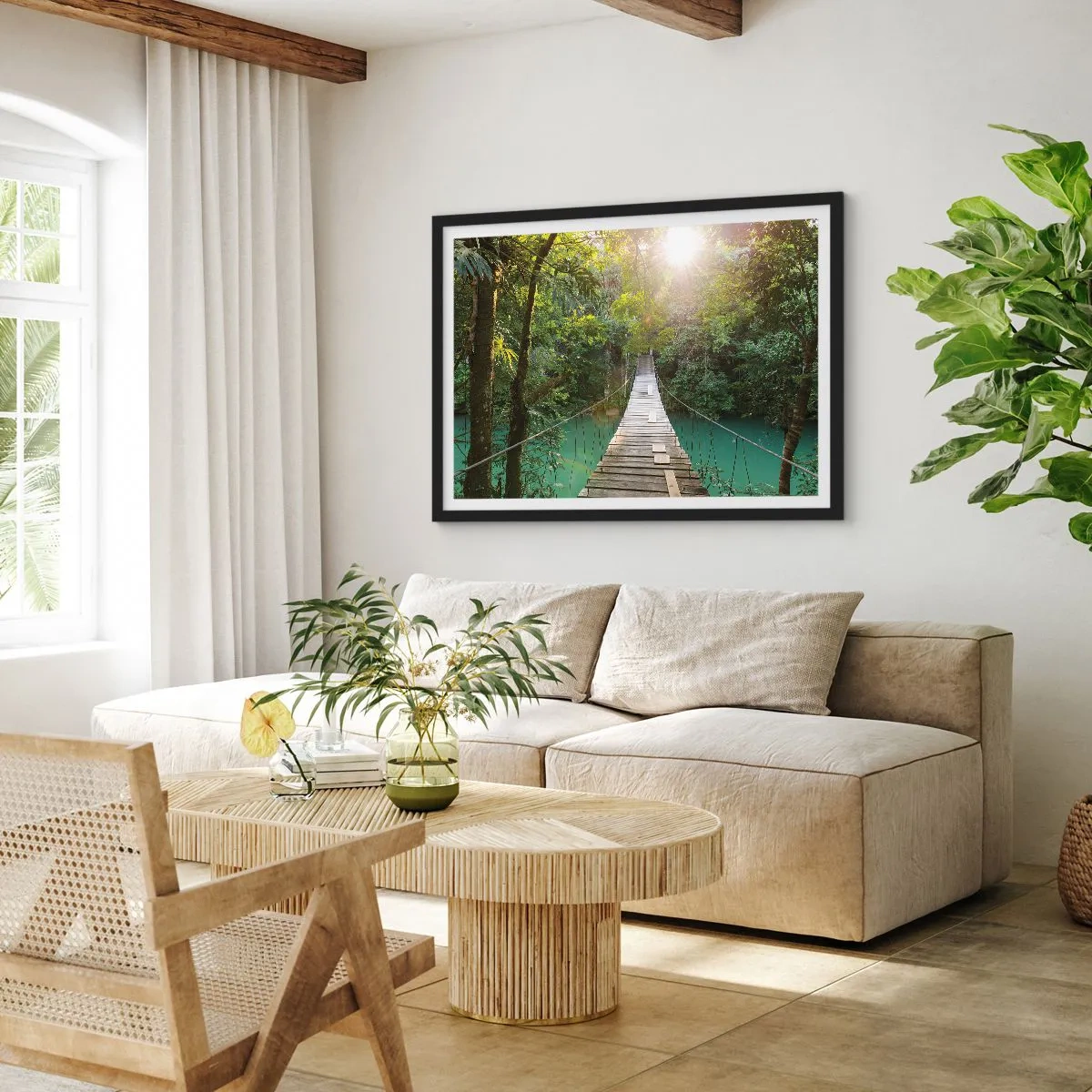 Poster in black frame - Azure Water in Azure Forest - 50x40 cm