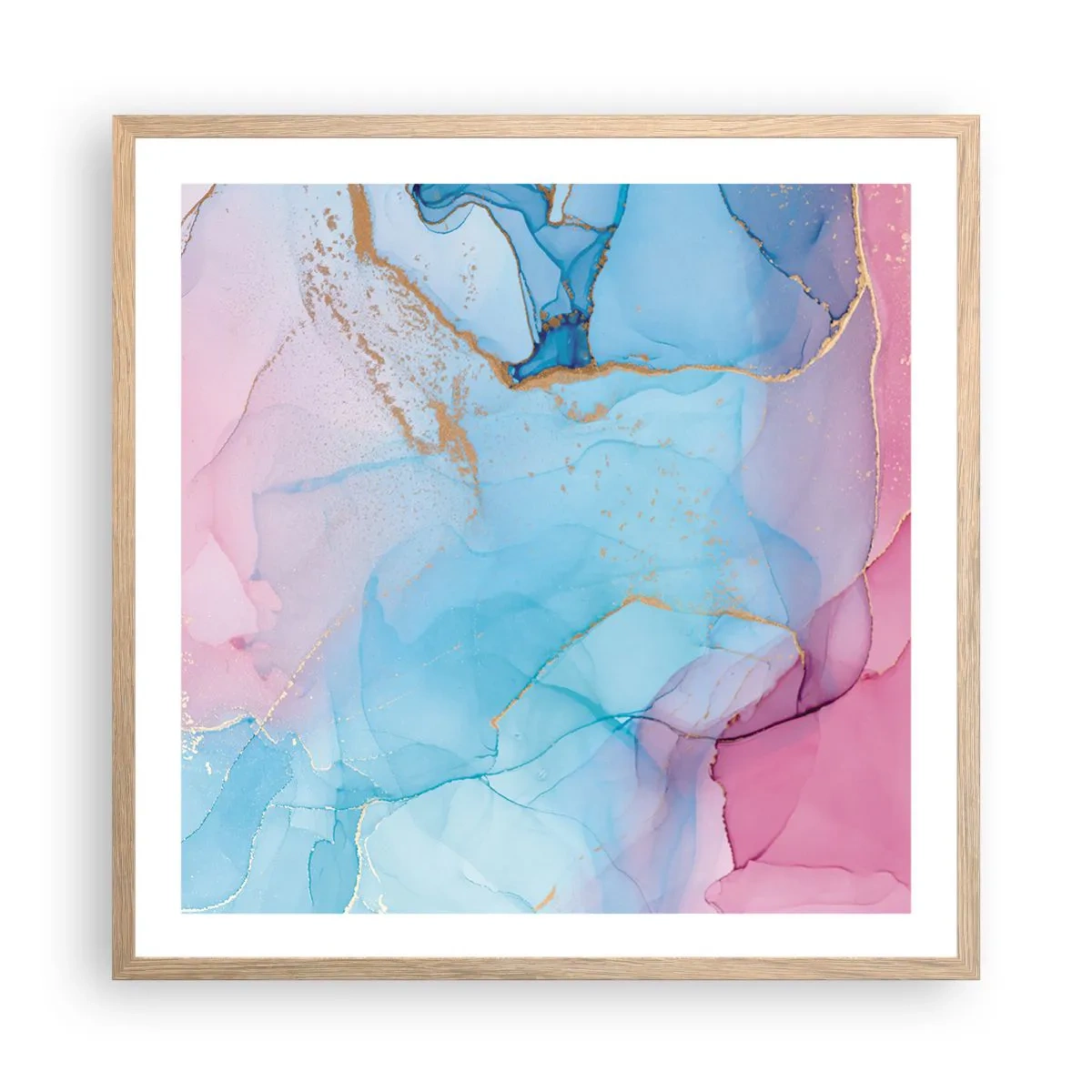 Poster in light oak frame - Encounter and Permeation - 60x60 cm