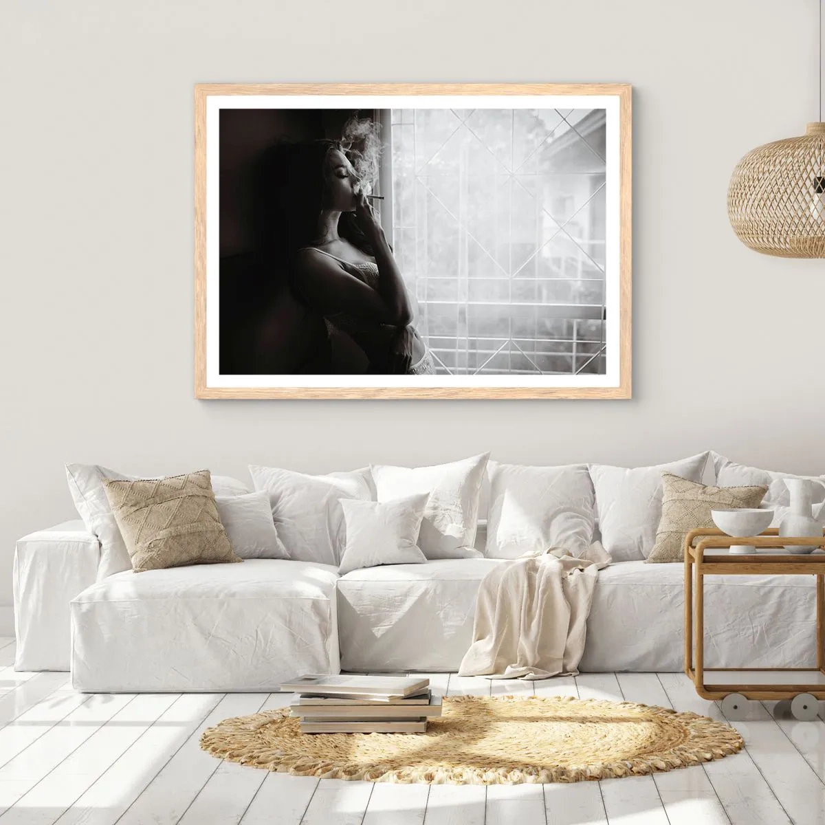 Poster in light oak frame - Sensual Moment - 50x40 cm