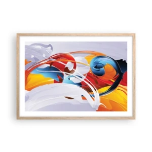 Poster in light oak frame - Dance of Elements - 70x50 cm