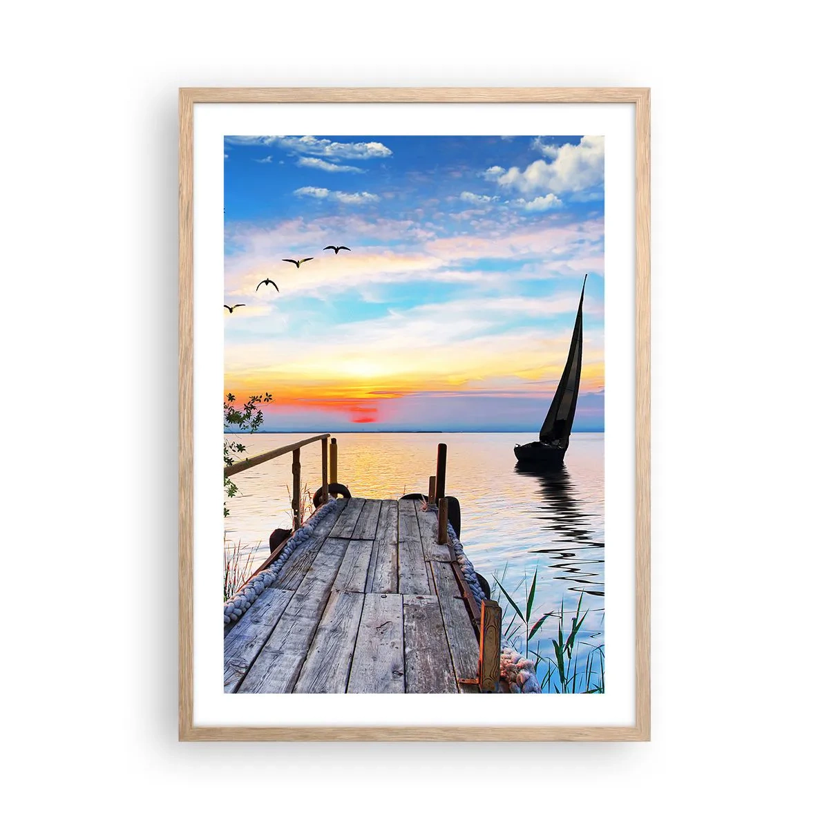 Poster in light oak frame - Good Evening - 50x70 cm