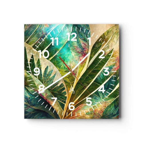 Wall clock - Clock on glass - Colours of the Tropics - 40x40 cm