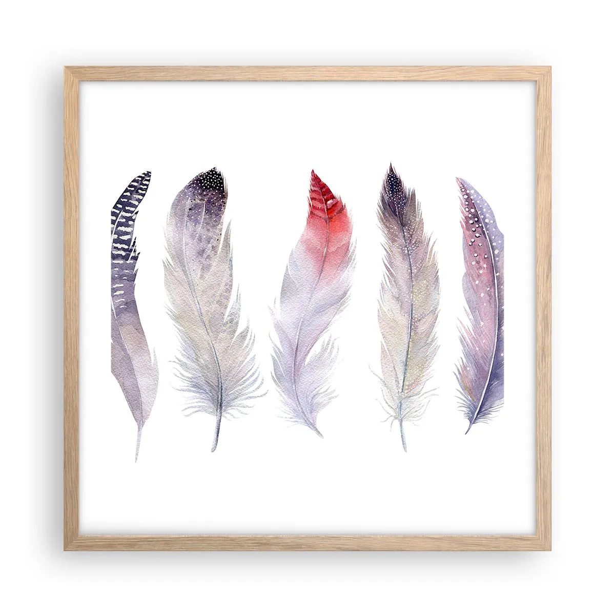 Poster in light oak frame - Delicate Like Pink Fog - 50x50 cm