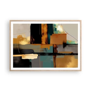 Poster in light oak frame - Abstract - Light and Shadow - 100x70 cm