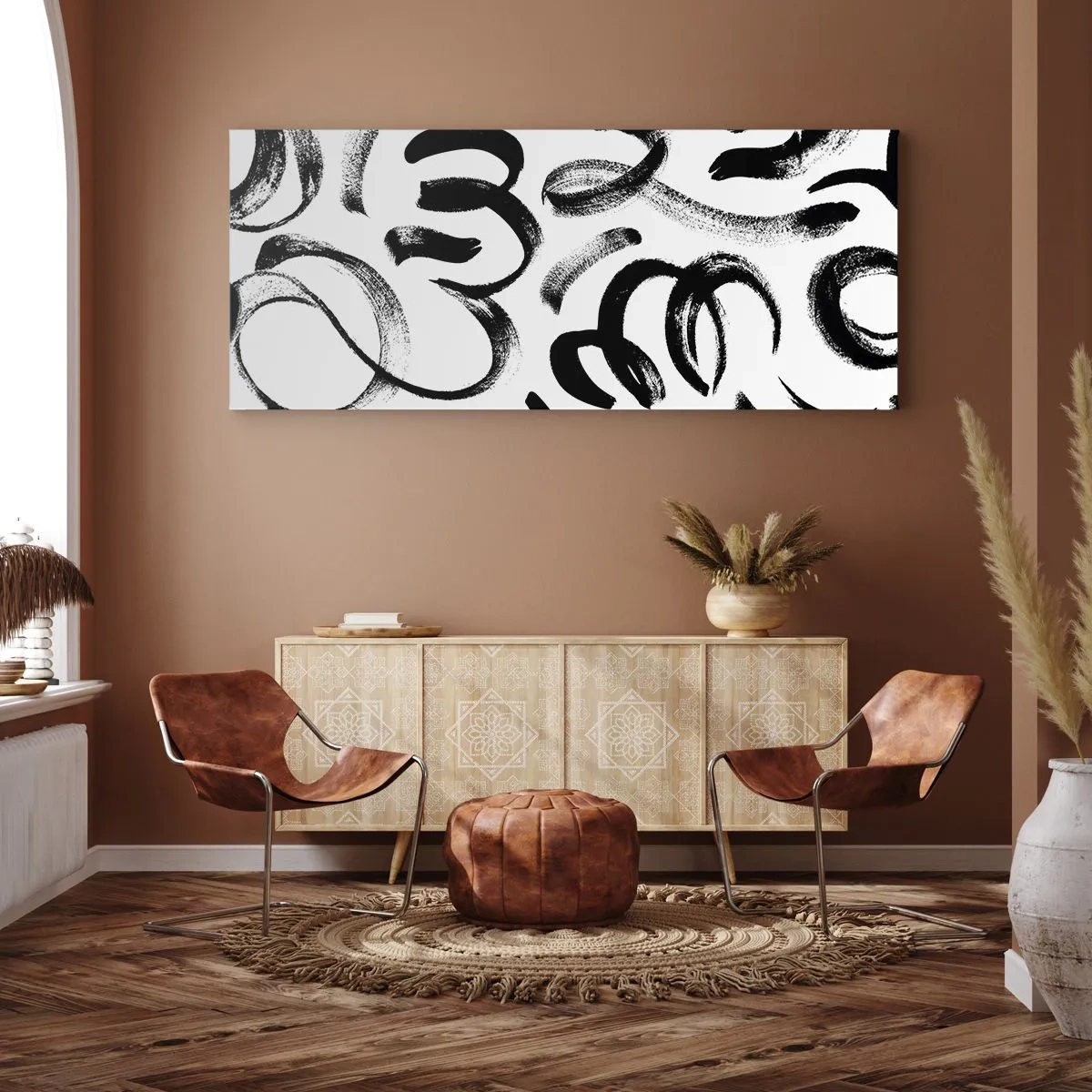 Canvas picture - Black on White - 100x40 cm