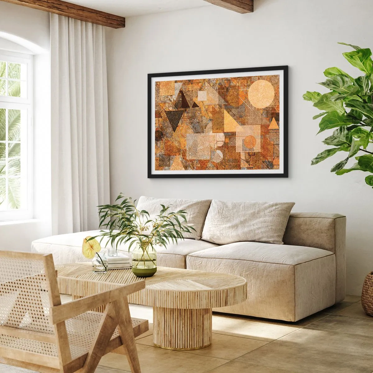 Poster in black frame - Cubist Study in Brown - 100x70 cm