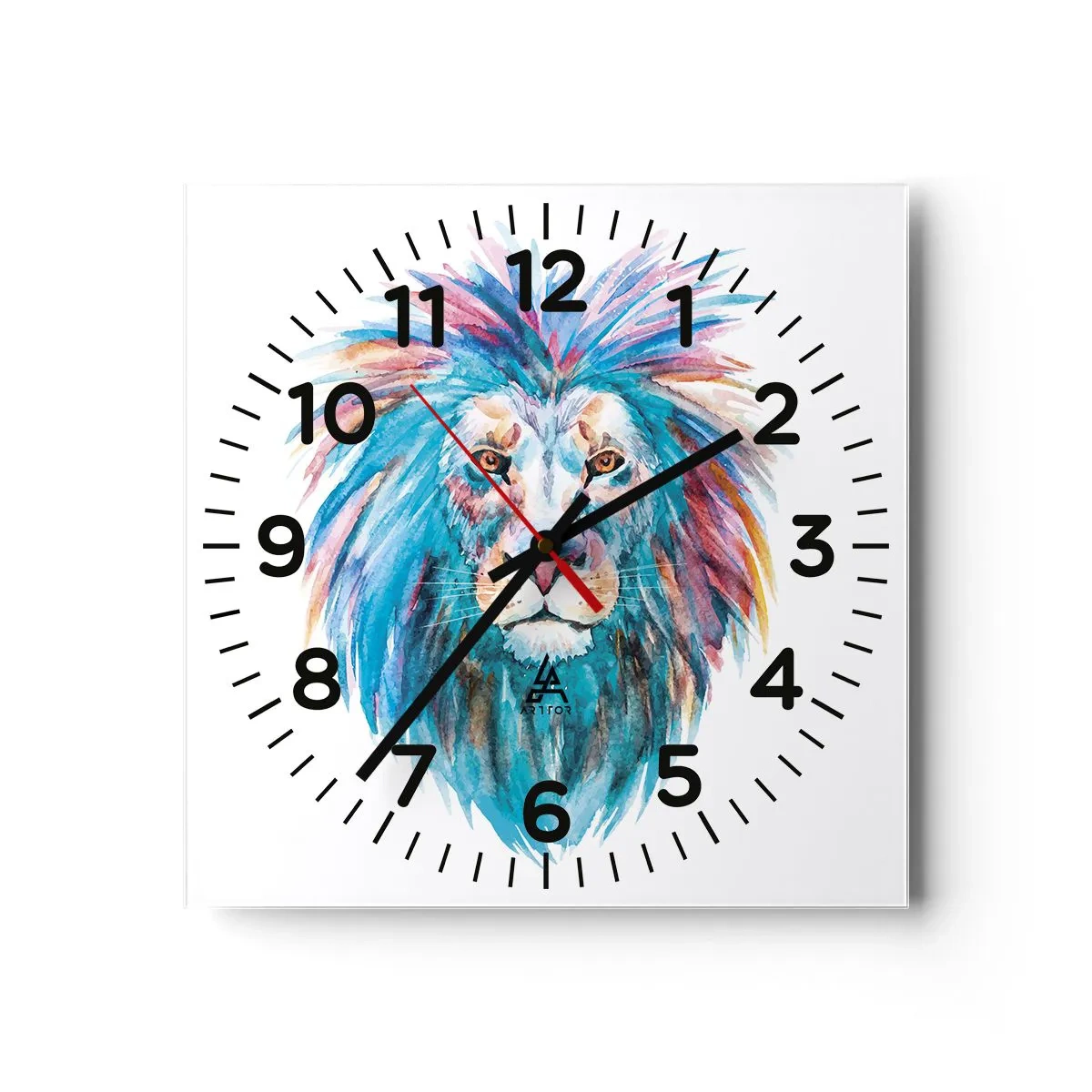 Wall clock - Clock on glass - Electrifying Aura - 40x40 cm