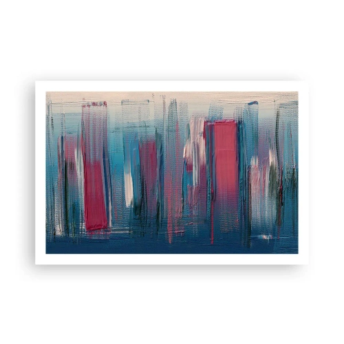 Poster - Vertical Composition In Blue And Red - 91x61 cm
